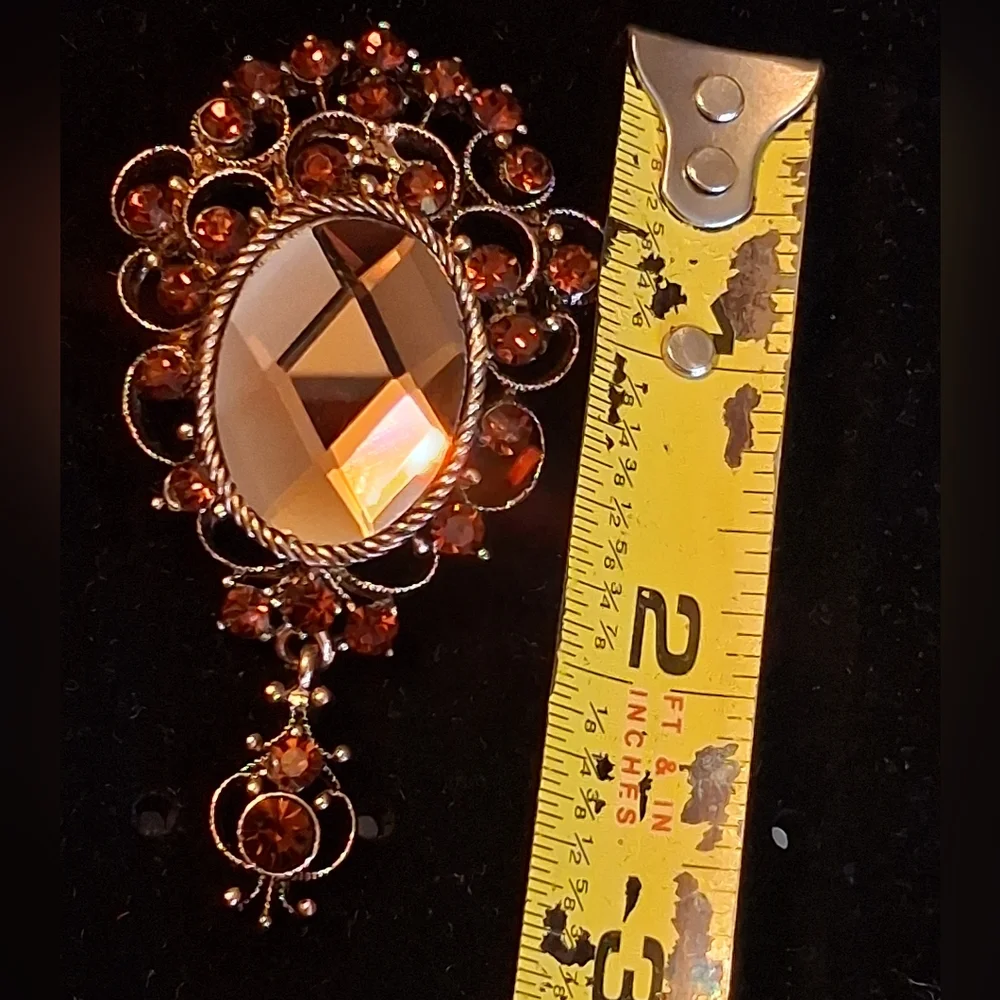 Vintage Look Elegant Goldtone Filigree Brooch With A Large 